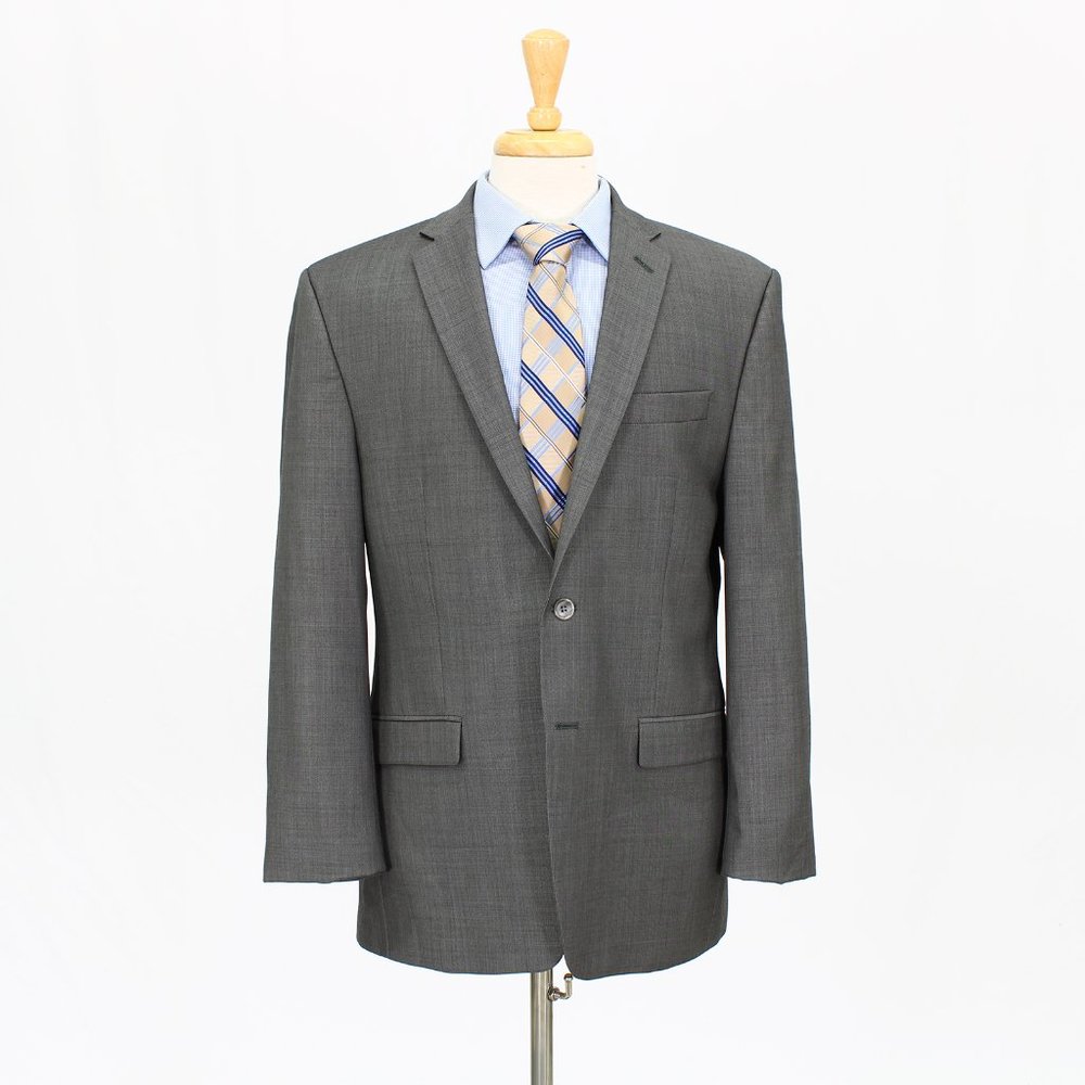 Calvin Klein 42R Gray Solid 2-Button Sport Coat Blazer Jacket Men's